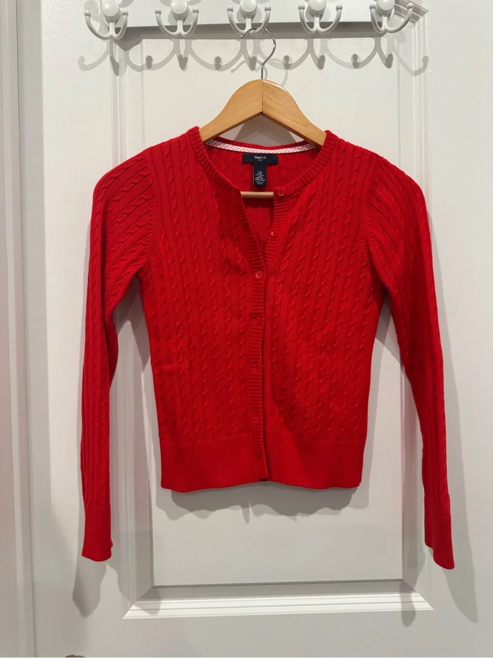 GAP Red Cable-Knit Button-Front Cardigan